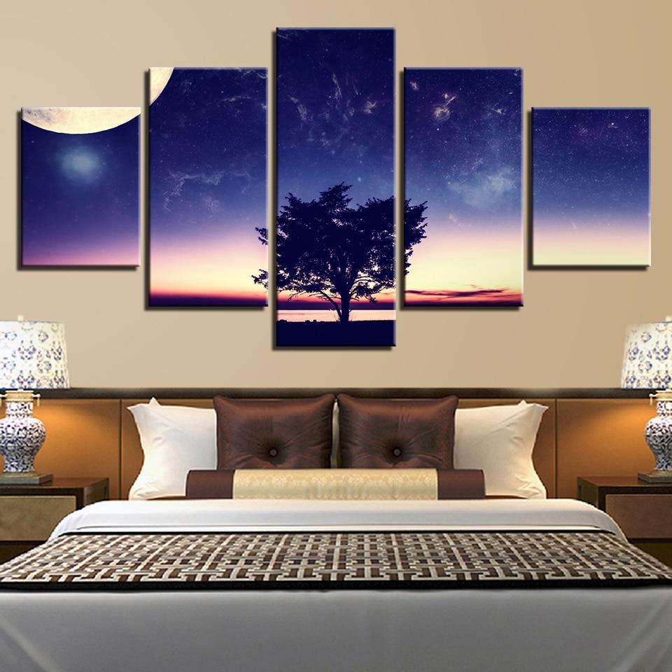 Moon And Trees – Nature Canvas Wall Art