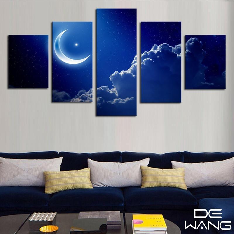 Moon At Night Sky – Space Canvas Wall Art