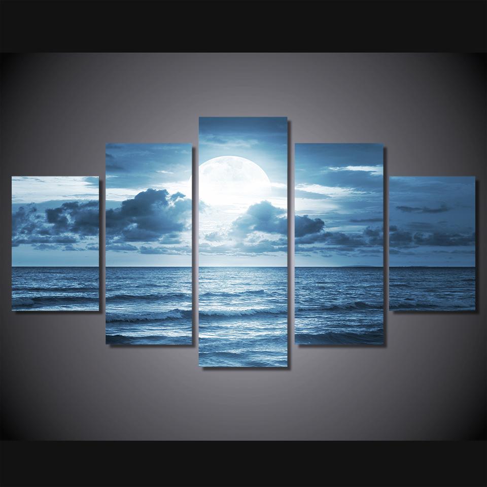 Moon Moonlight Sea Ocean – Nature Canvas Wall Art