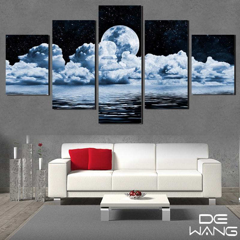 Moon On Clouds – Space Canvas Wall Art
