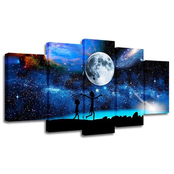 Moon Rick And Morty 4 – Cartoon Canvas Wall Art