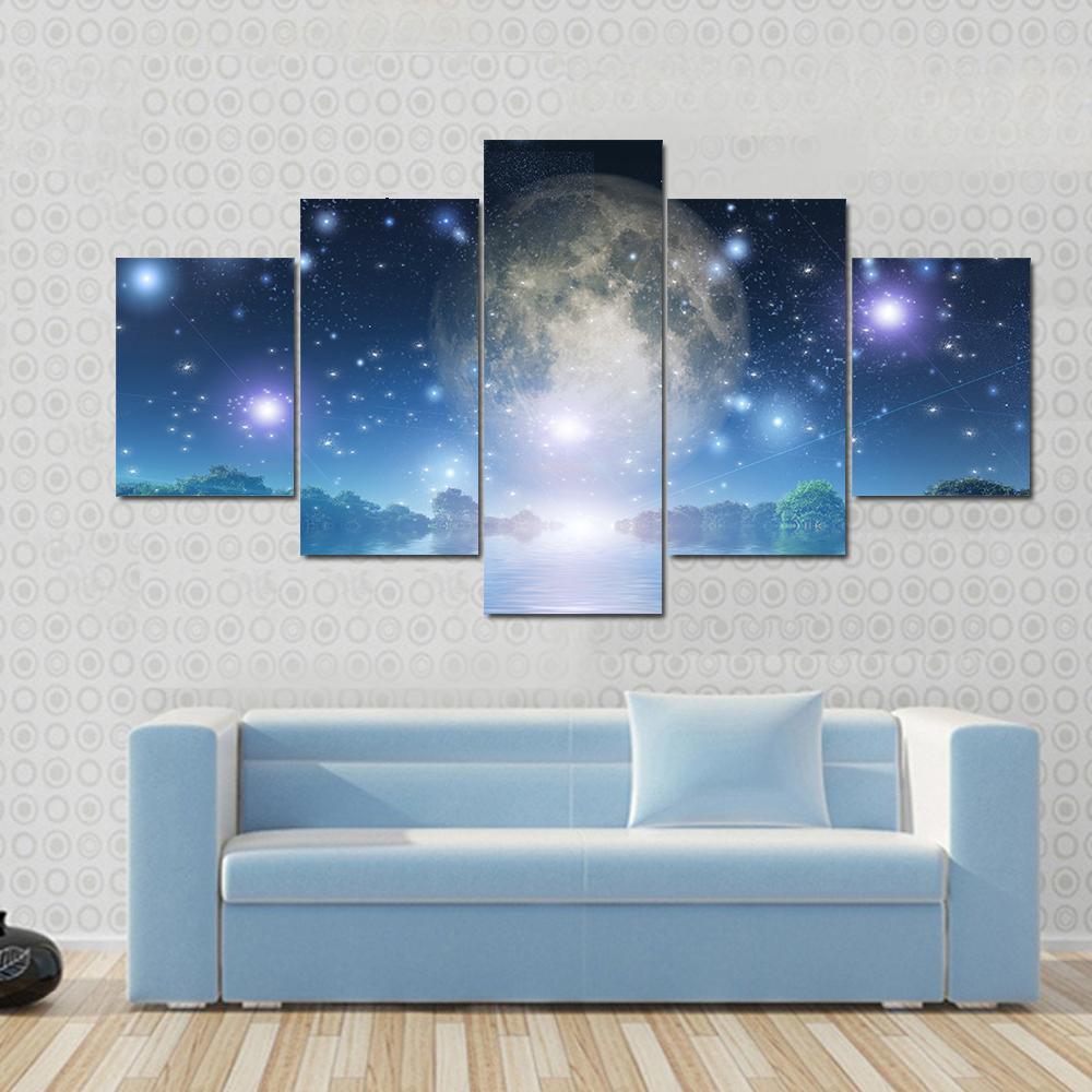 Moon Rise Over Water – Nature Canvas Wall Art