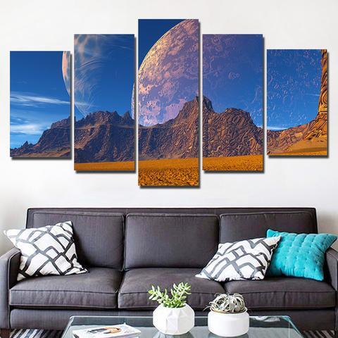 Moon Shadow And Mountain – Nature Canvas Wall Art