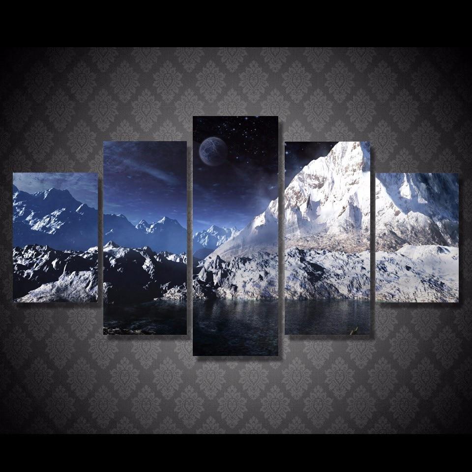 Moon Snowy Sky – Nature Canvas Wall Art
