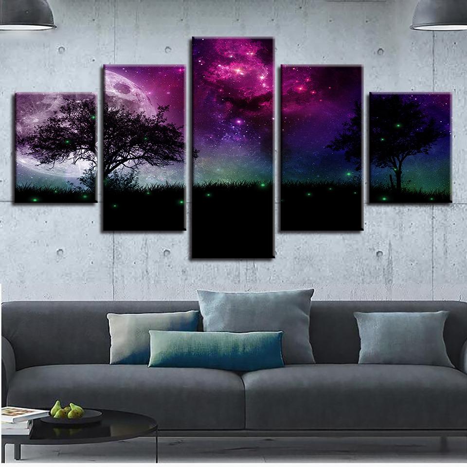 Moon Tree Night View 1 – Nature Canvas Wall Art