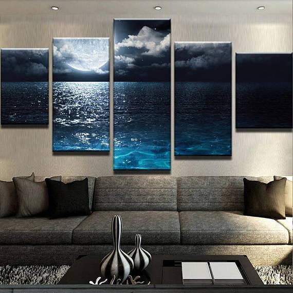 Moonlight Ocean – Nature Canvas Wall Art