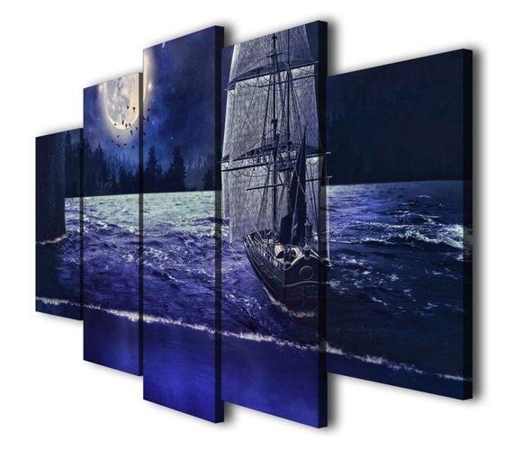 Moonlight Sail Landscape – Ocean Canvas Wall Art