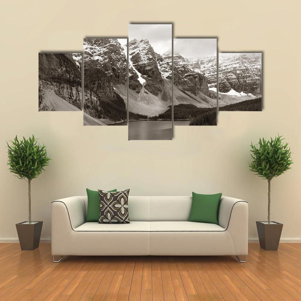 Moraine Lake With Snow Capped Mountain – Nature Canvas Wall Art