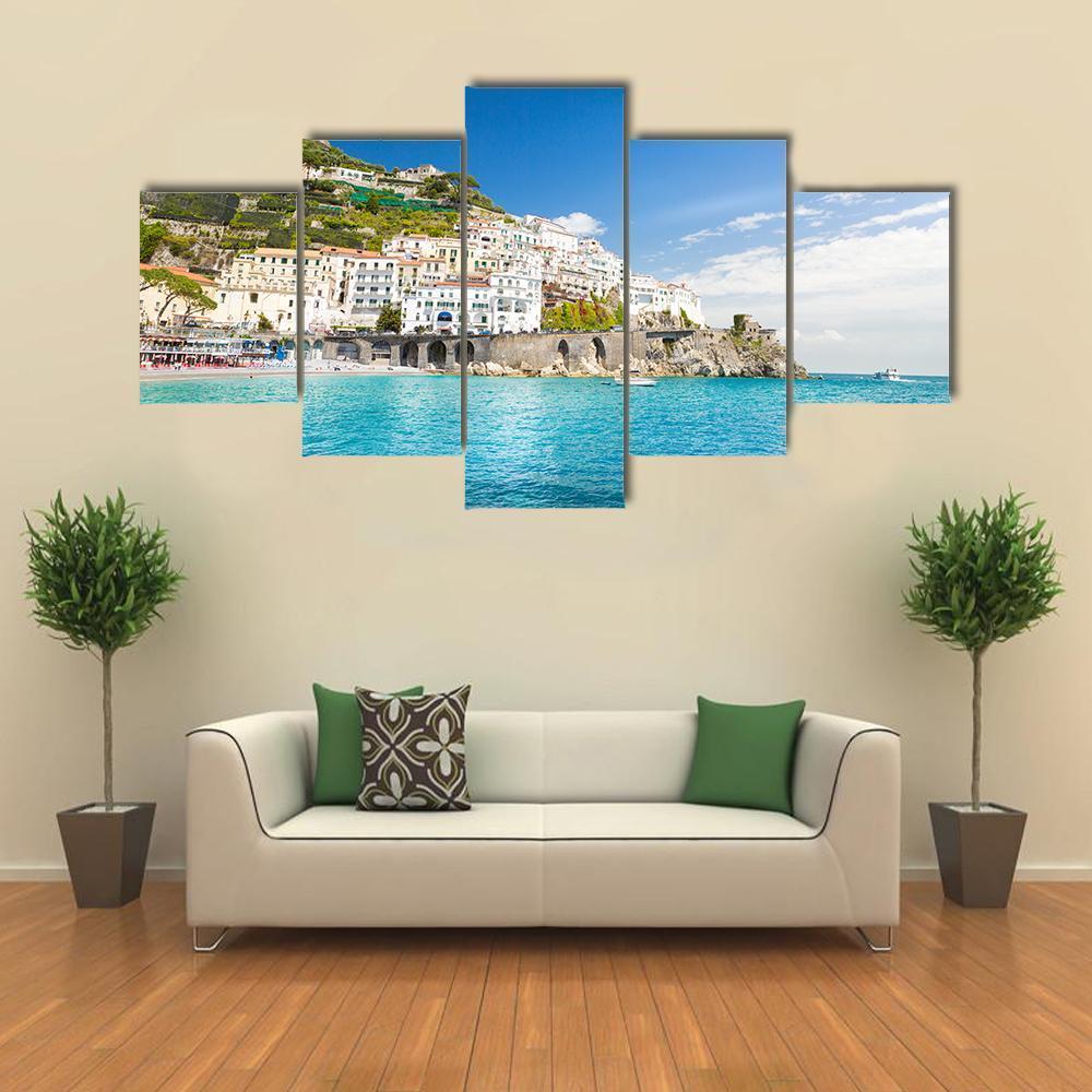 Morning View Of Amalfi Cityscape – Nature Canvas Wall Art