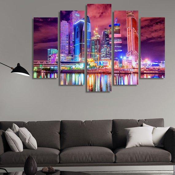 Moscow Russia At Night – Nature Canvas Wall Art