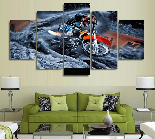Motocross Supercross Dirt Bike Spinning Out – Sport Canvas Wall Art