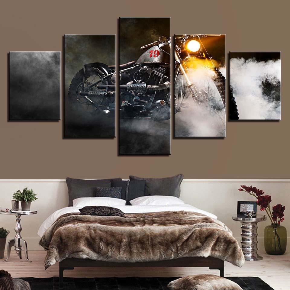 Motorcycle And Smoke – Automative Canvas Wall Art