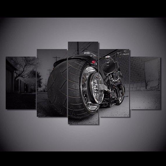 Motorcycle Bike Chopper Sports Race Motor Bikers Landscape – Automative Canvas Wall Art