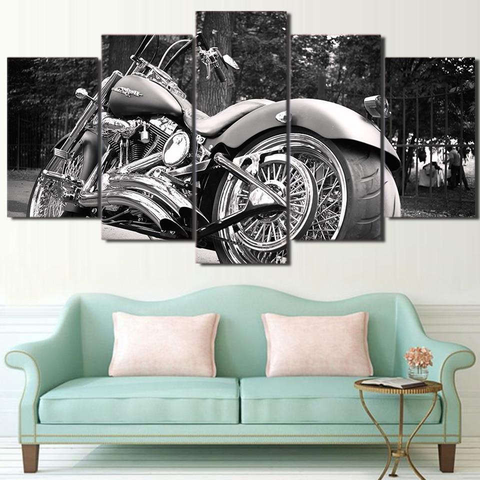 Motorcycle Bike White Balck – Automative Canvas Wall Art