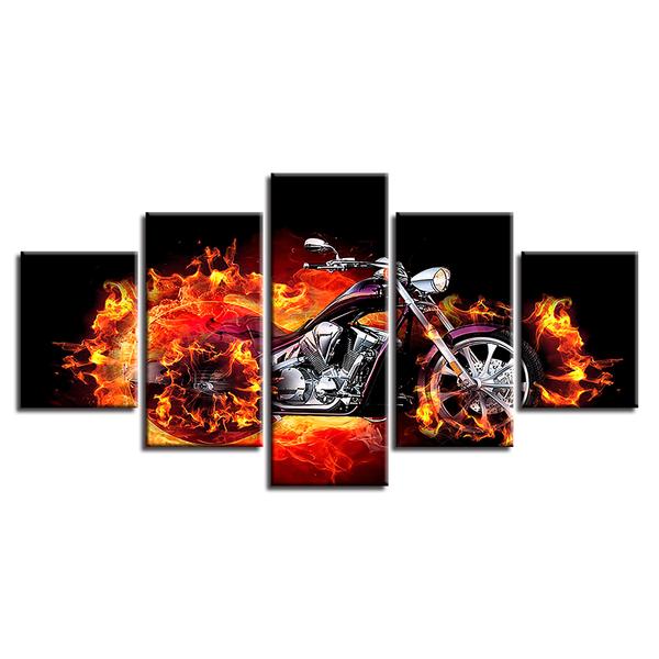 Motorcycle Tank Fenders Bike Fire – Abstract Canvas Wall Art