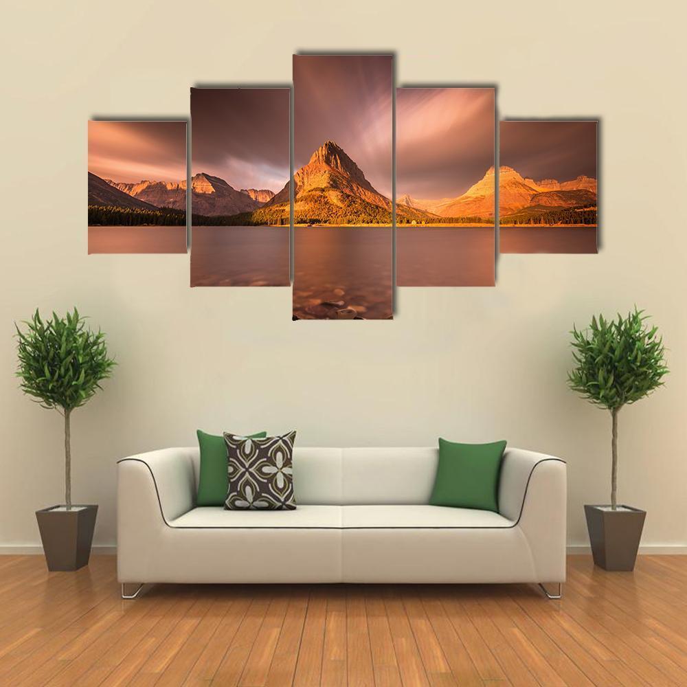 Mount Grinnell At Sunrise – Nature Canvas Wall Art