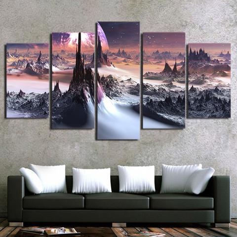 Mountain And Planet – Abstract Nature Canvas Wall Art