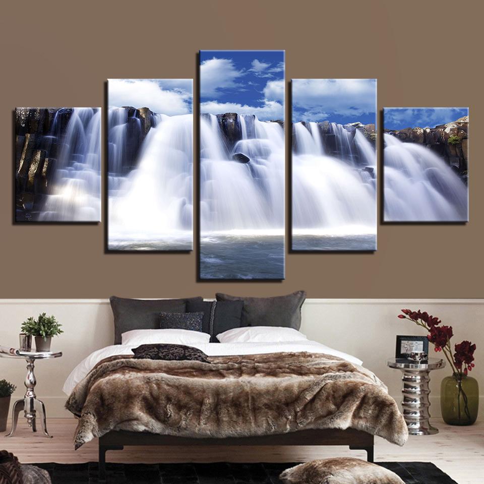 Mountain And Rivers Waterfall – Nature Canvas Wall Art