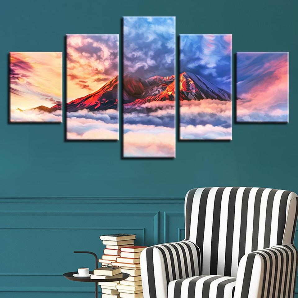 Mountain And White Cloud – Nature Canvas Wall Art