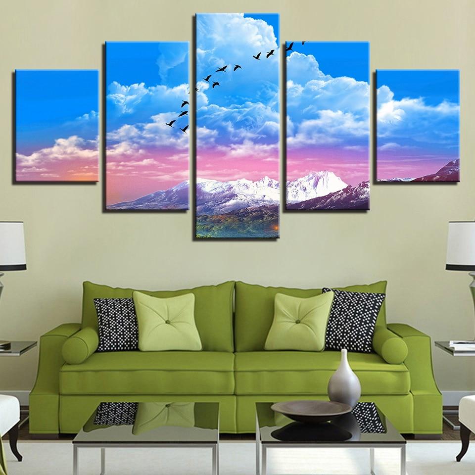Mountain Blue Sky White Cloud 01 – Nature Canvas Wall Art
