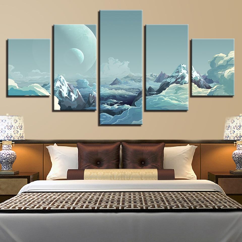 Mountain Cloud Moon – Space Canvas Wall Art