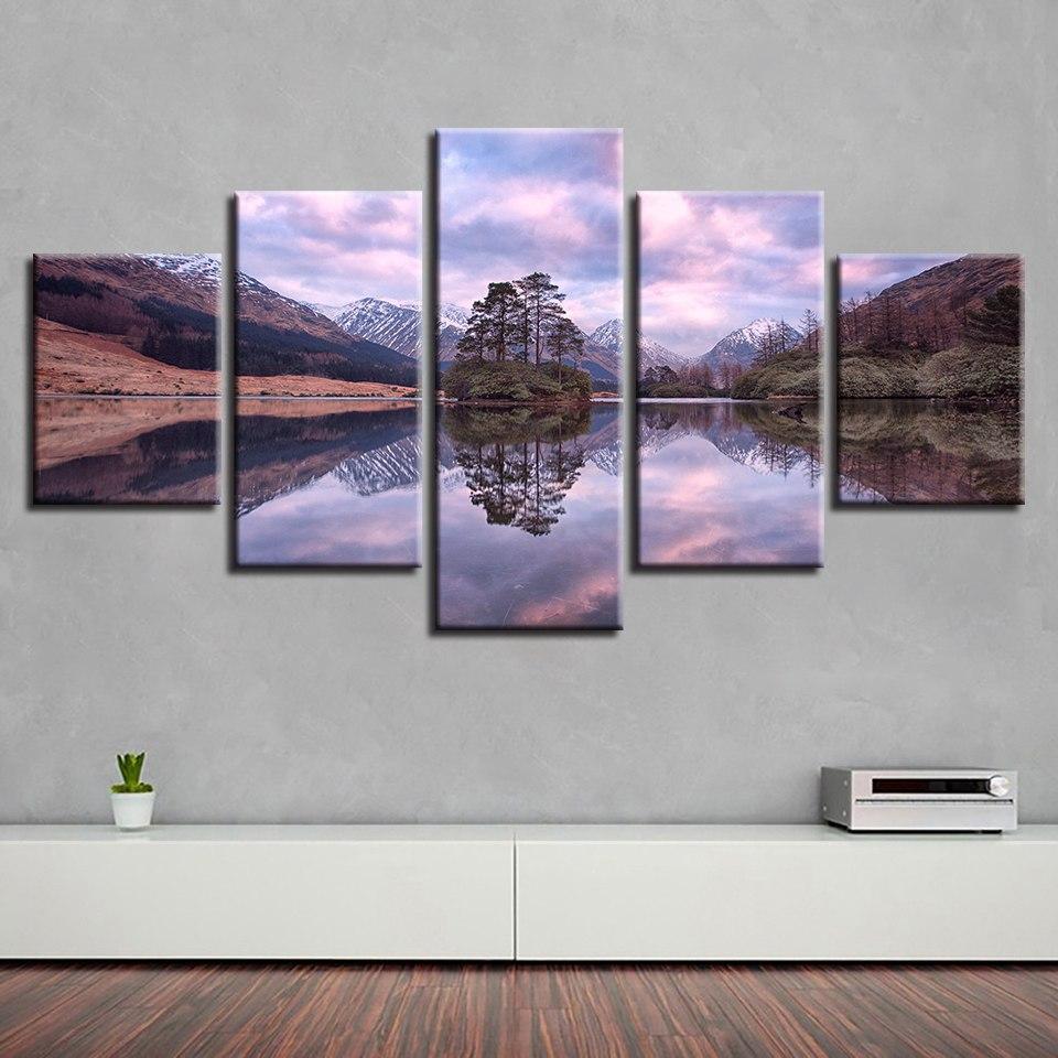 Mountain Green Tree Lake – Nature Canvas Wall Art