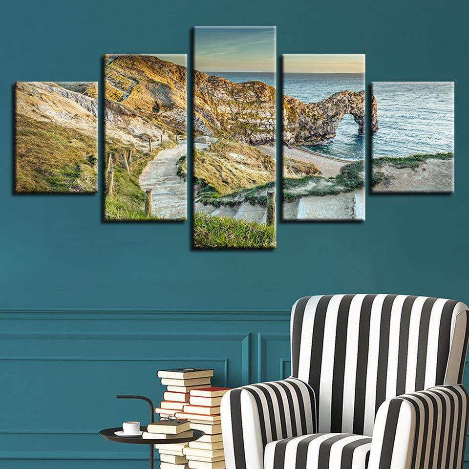 Mountain Ladder And Sea – Nature Canvas Wall Art
