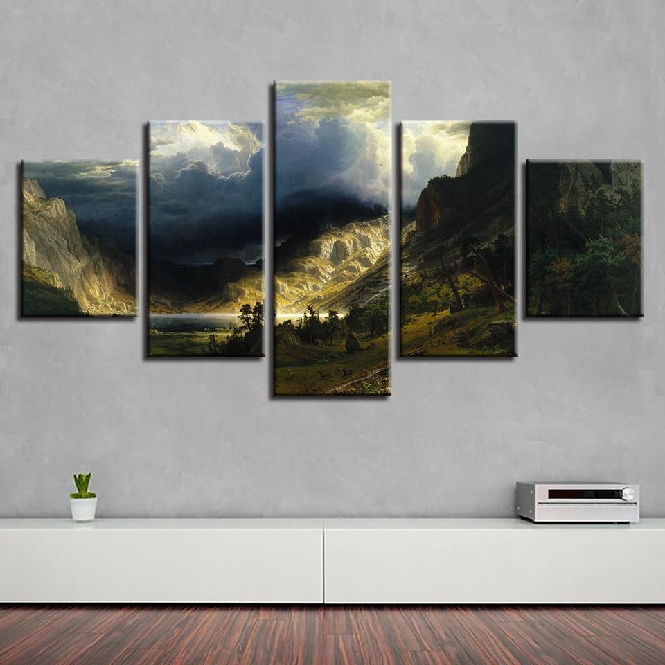Mountain Lake And Tree Cloud – Nature Canvas Wall Art