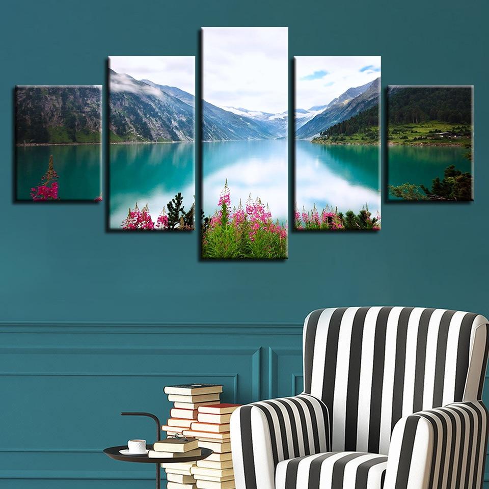 Mountain Lake Flower – Nature Canvas Wall Art