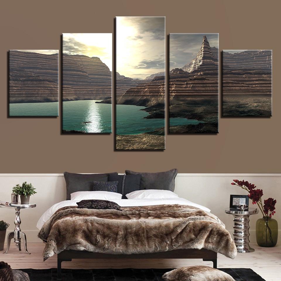Mountain Lake Sunshine – Nature Canvas Wall Art