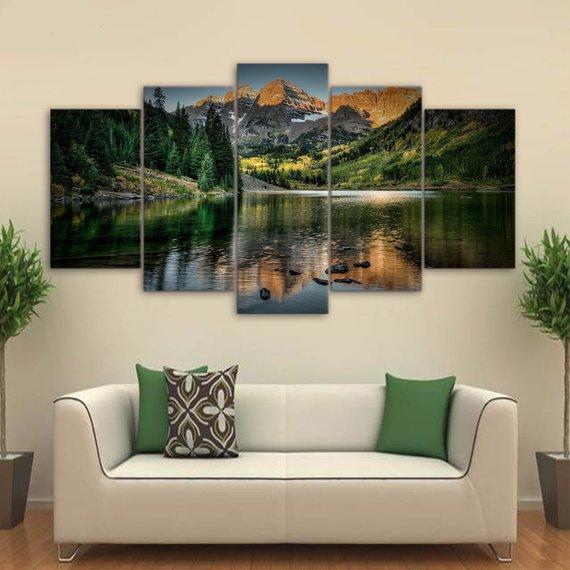 Mountain Lake View – Nature Canvas Wall Art