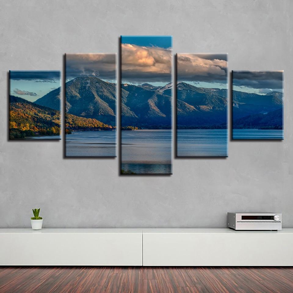 Mountain Lake White Cloud – Nature Canvas Wall Art