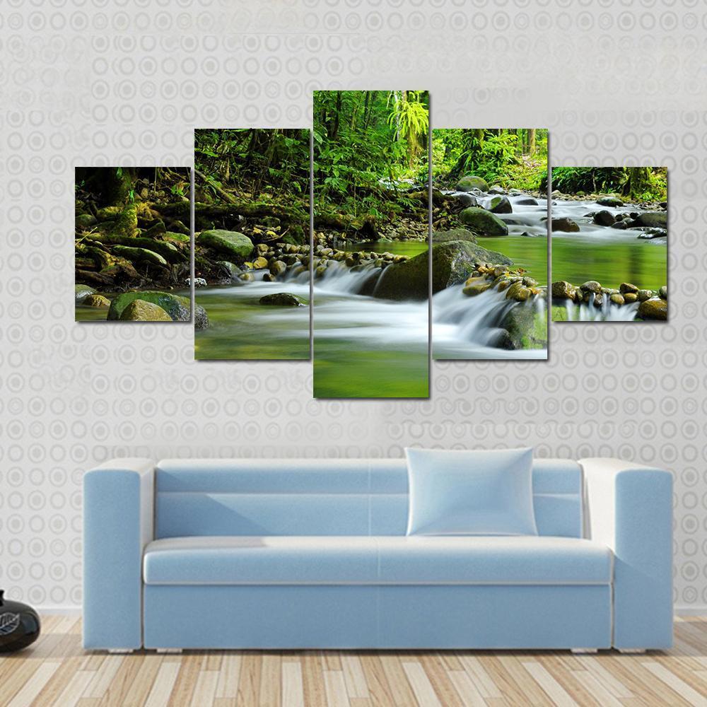 Mountain Stream In A Tropical Rain Forest – Nature Canvas Wall Art