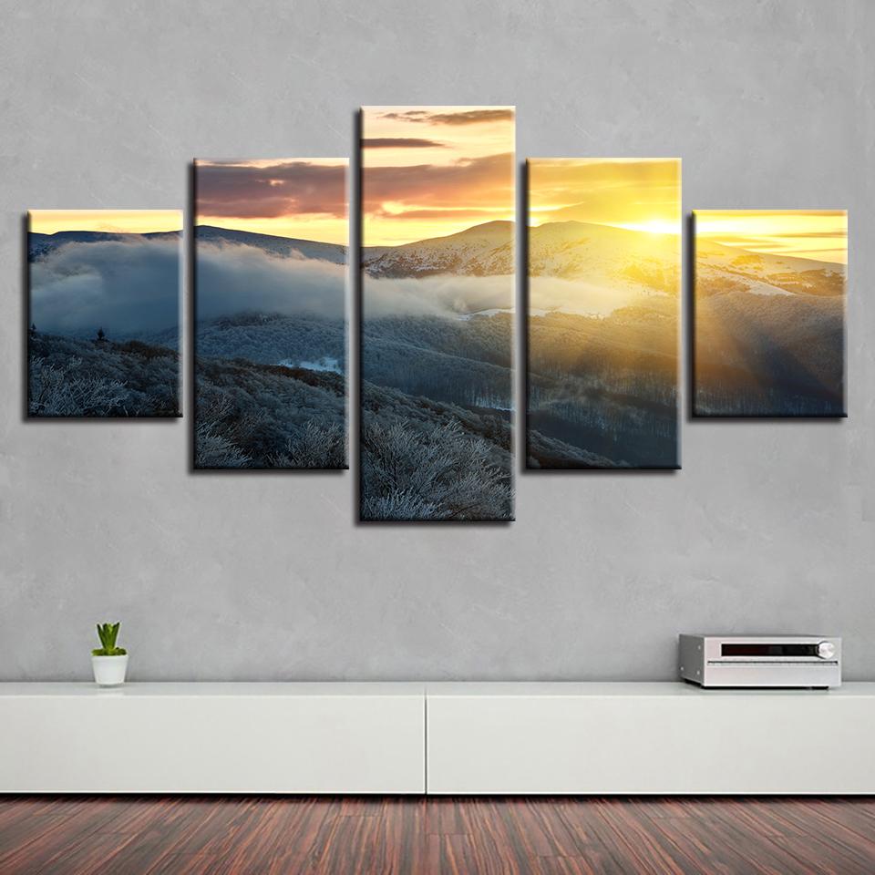 Mountain Sunset Sunshine – Nature Canvas Wall Art