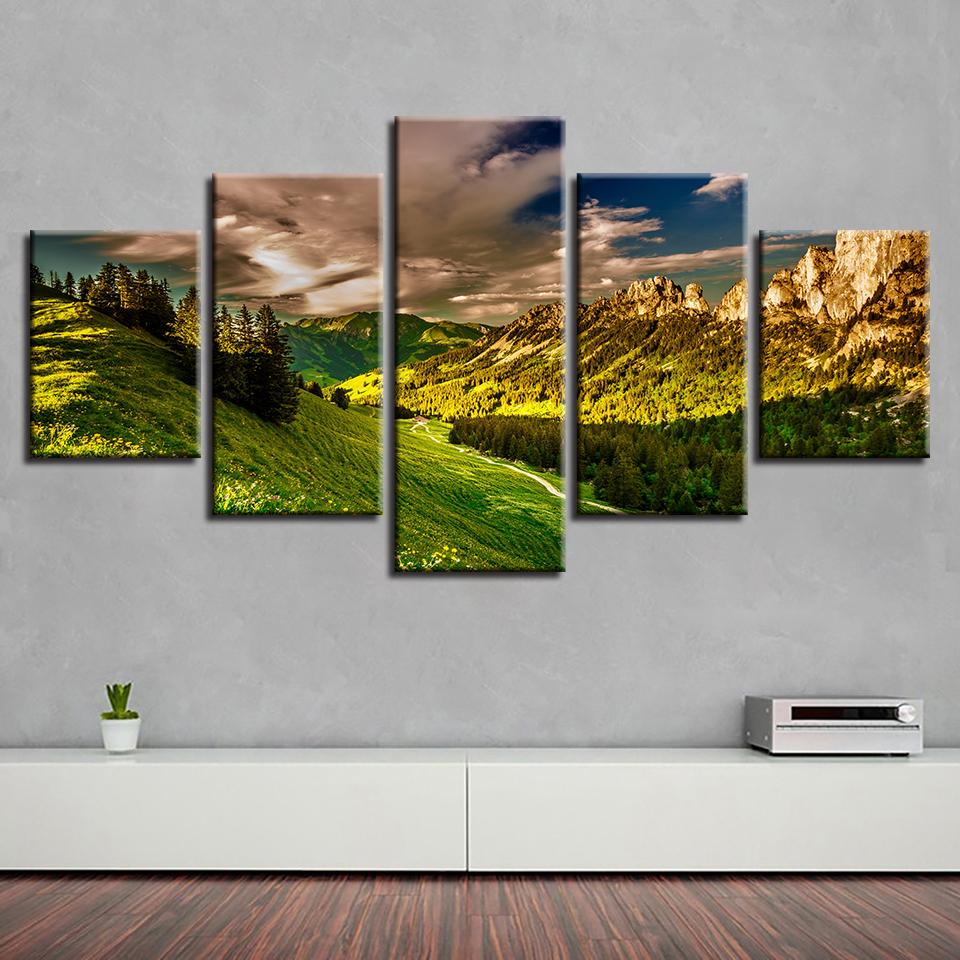 Mountain Sunshine Tree – Nature Canvas Wall Art