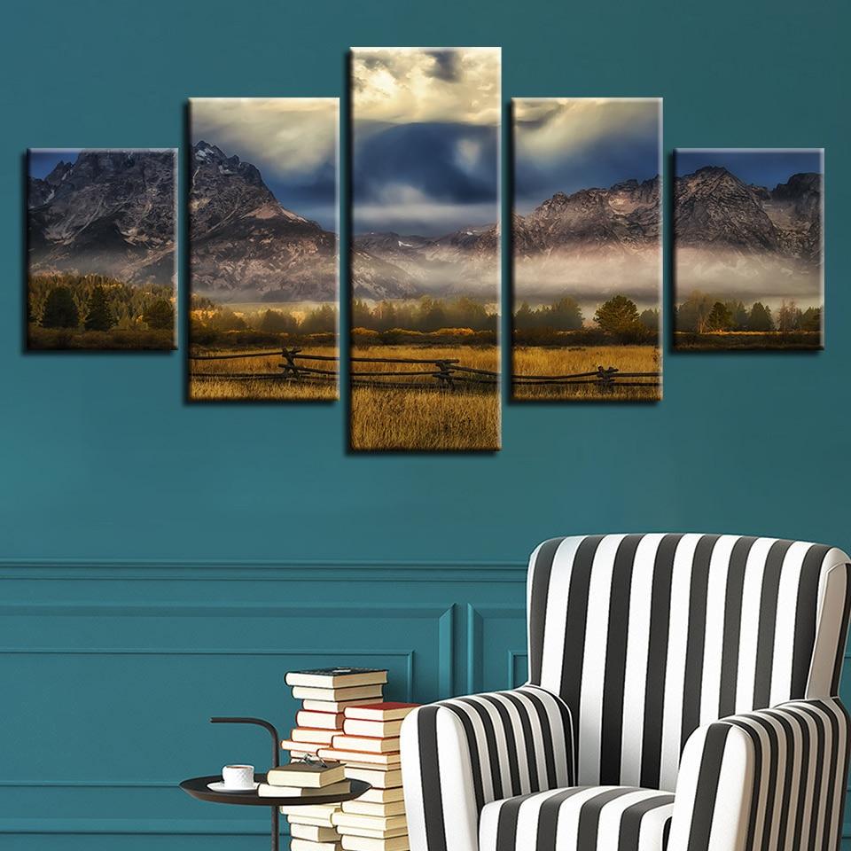Mountain Tree Grass – Nature Canvas Wall Art