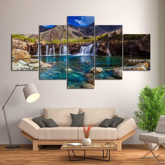 Mountain Waterfall 01 – Nature Canvas Wall Art