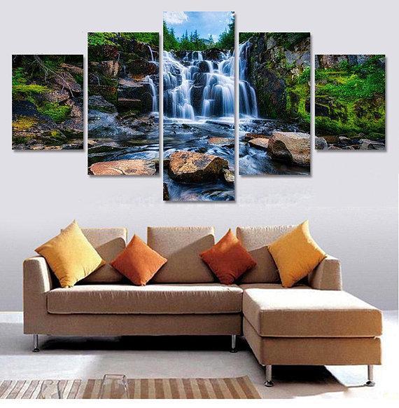 Mountain Waterfall – Nature Canvas Wall Art