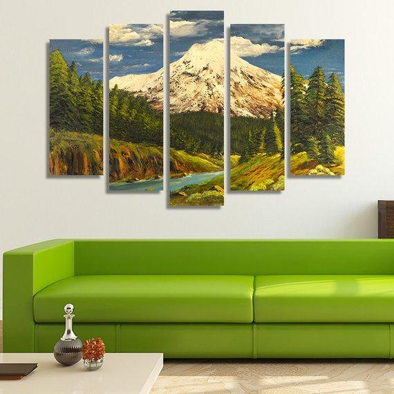 Mountain With Snow Oil – Nature Canvas Wall Art