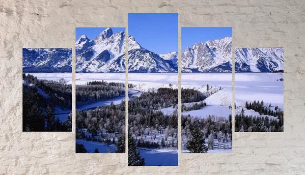 Mountains Forest Winter Snow Landscapes – Nature Canvas Wall Art