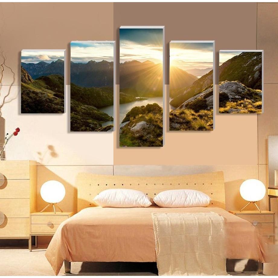 Mountains, Rivers And Sunset Landscape – Nature Canvas Wall Art
