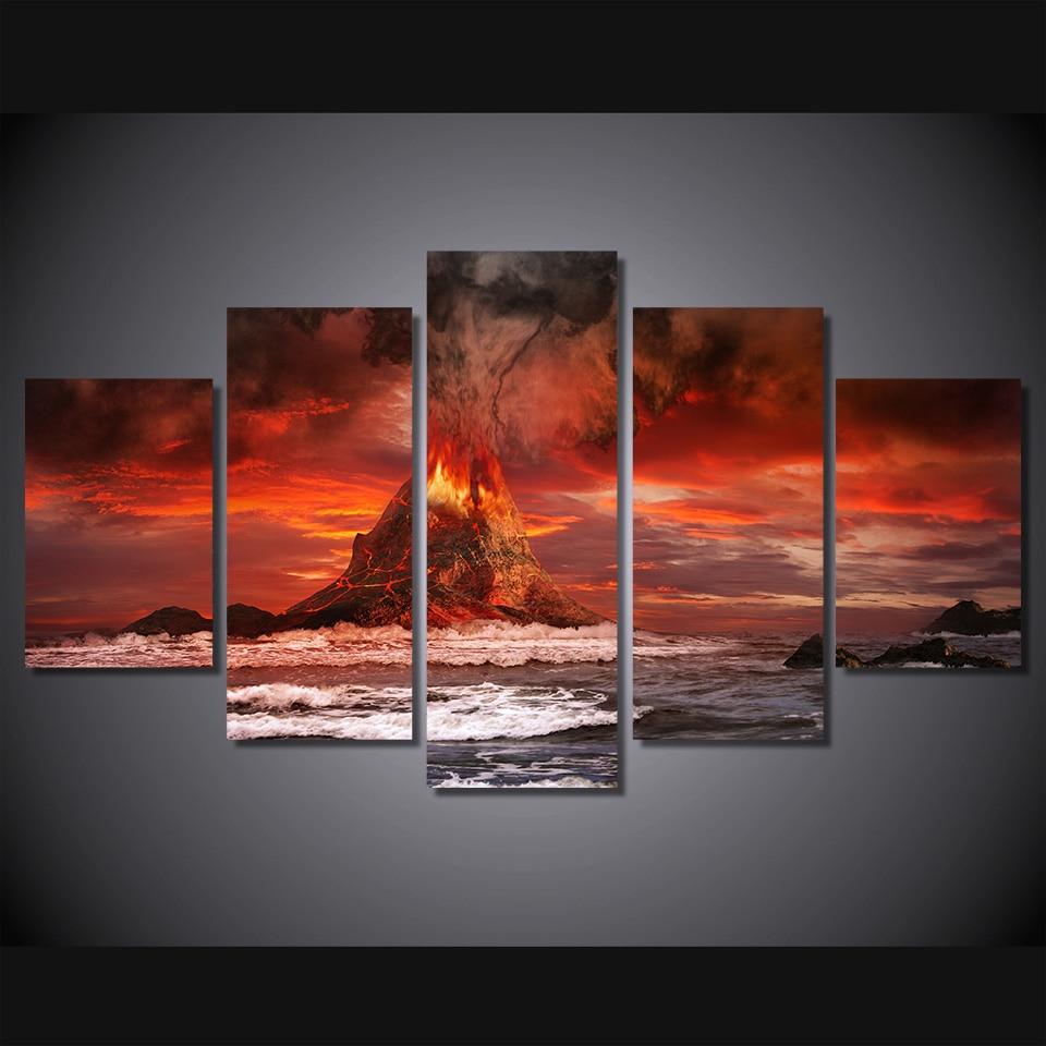 Mountains Volcano Sea Ocean – Nature Canvas Wall Art