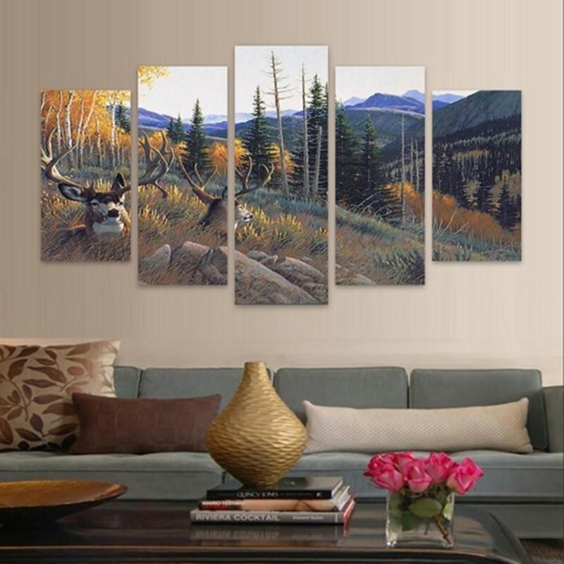 Mule Deer Bucks Bedded On A Hillside – Animal Canvas Wall Art