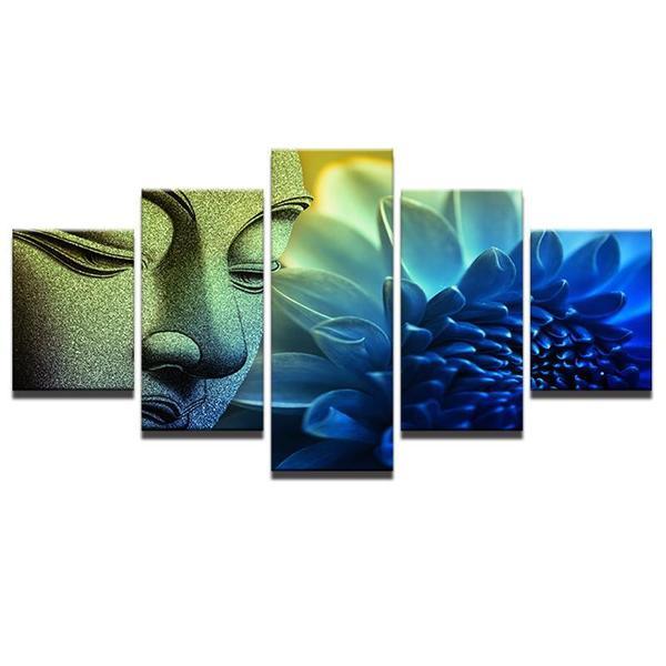 Multi-Color Buddha Lotus Buddhism – Abstract Religion Canvas Wall Art