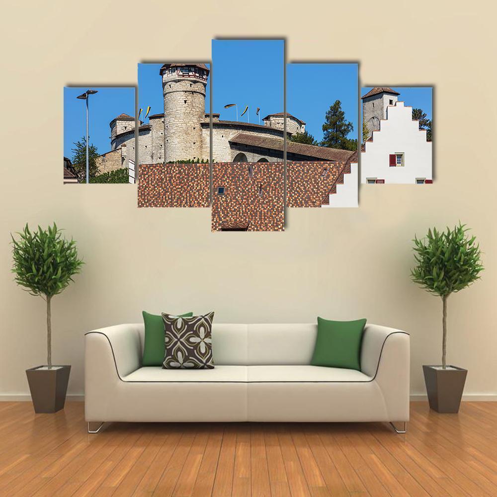 Munot Fortress Above Buildings In Schaffhausen City – Nature Canvas Wall Art
