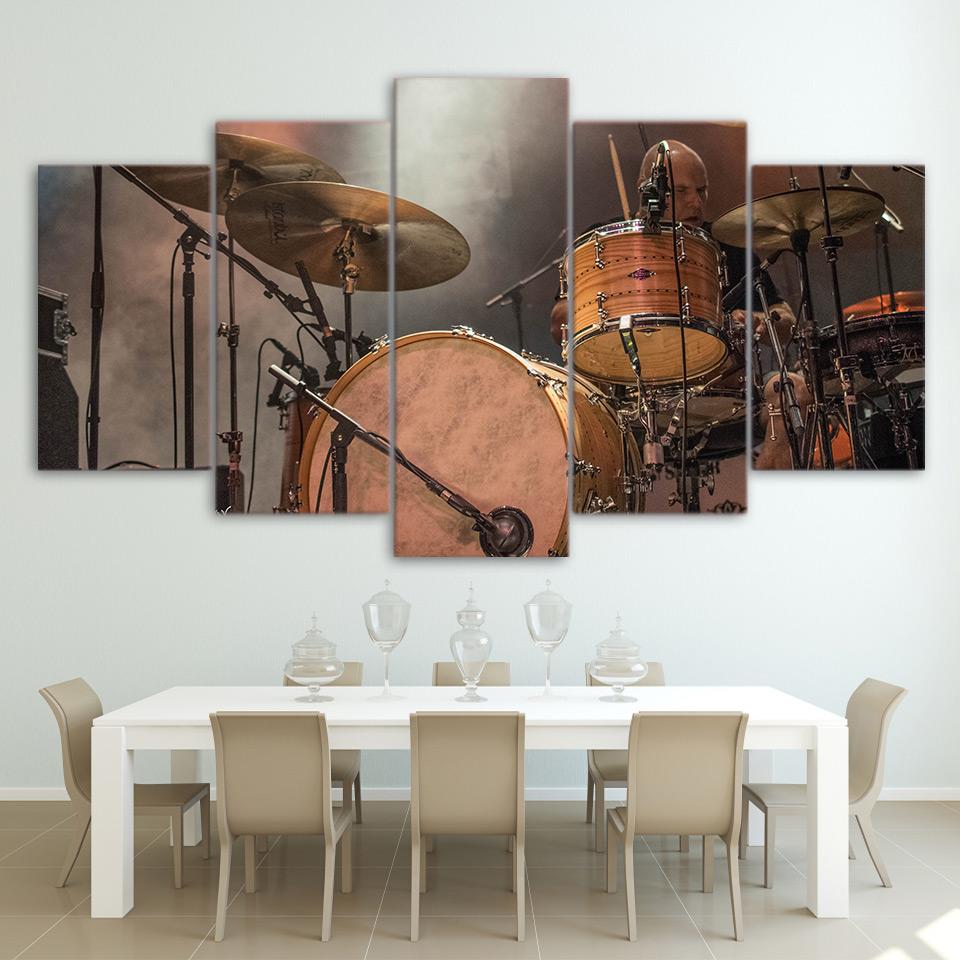 Music Drums Artwork Metallic – Music Canvas Wall Art
