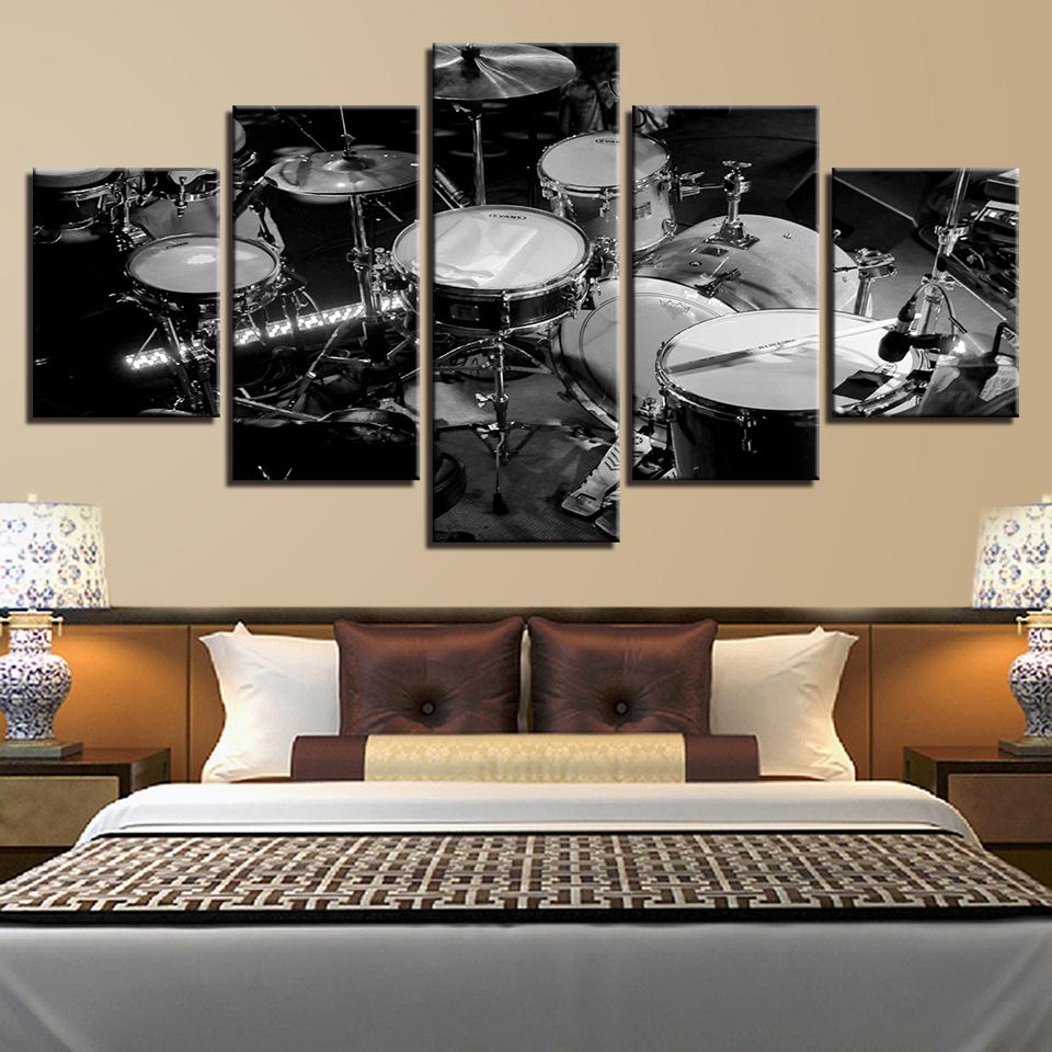 Music Instrument Black White Drums – Music Canvas Wall Art