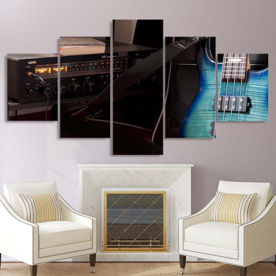 Music Instrument Blue Guitar 01 – Music Canvas Wall Art
