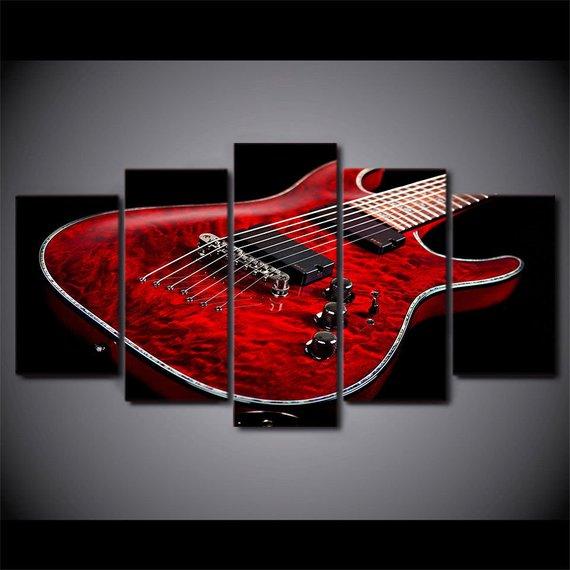 Music Red Electric Guitar – Music Canvas Wall Art