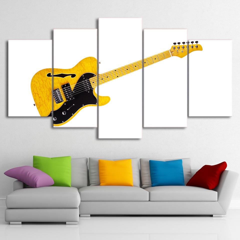 Music Yellow Guitar – Music Canvas Wall Art
